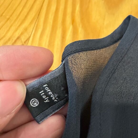 European Culture Dress Cotton Silk Blend Navy Blue Made In Italy Size SMALL - Picture 5 of 11